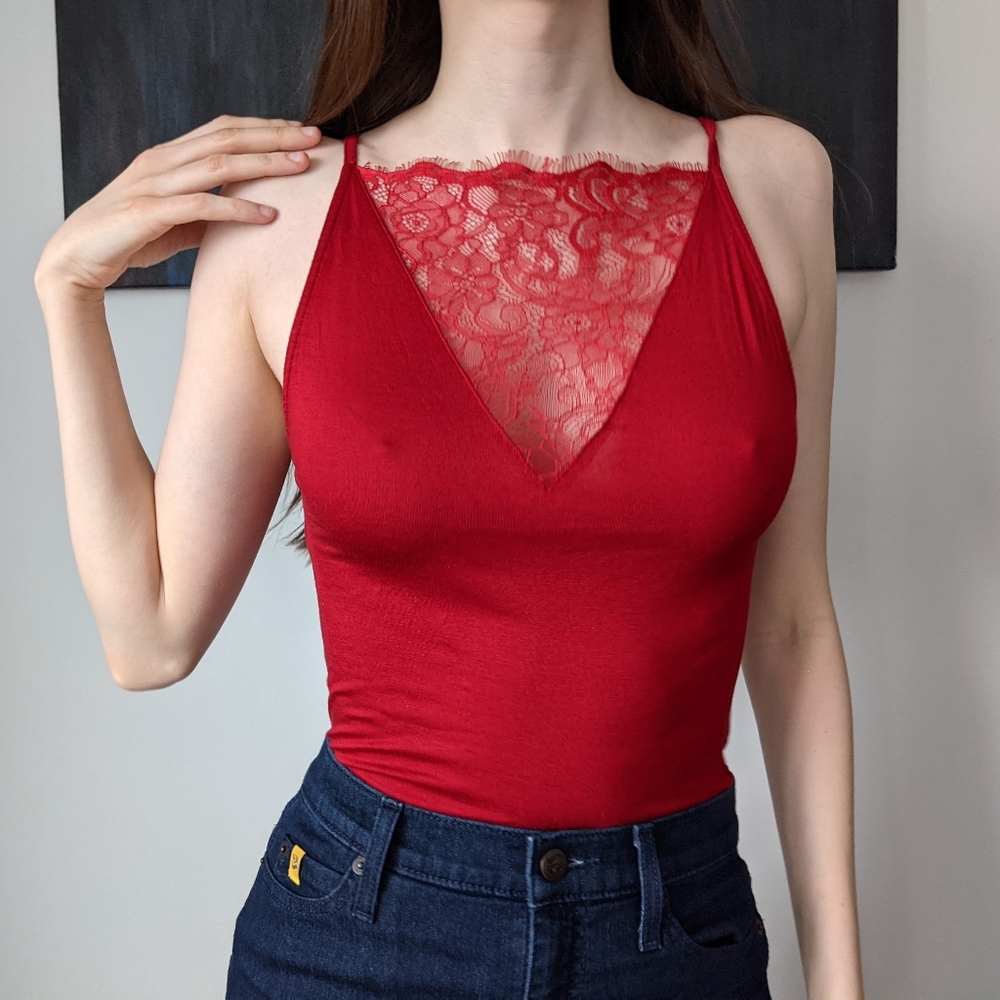 Red Lacy Camisole H&M